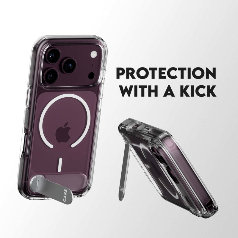 CARE by PanzerGlass Kickstand MagSafe Case for iPhone 18 Pro, 17 Pro - Transparent/White