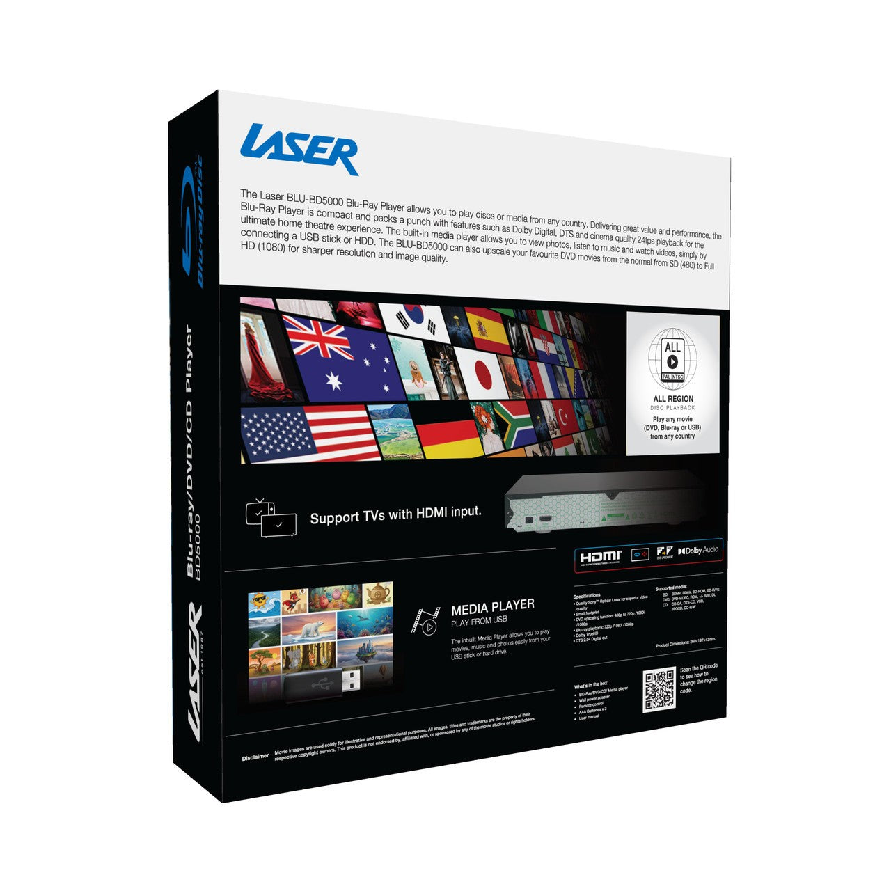 Laser Multi Region Blu-Ray DVD Player With HDMI - Black