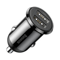 Thumbnail for Baseus 24W DUAL Port USB-A Fast Charging Car Charger (2.4A x 2) - Black