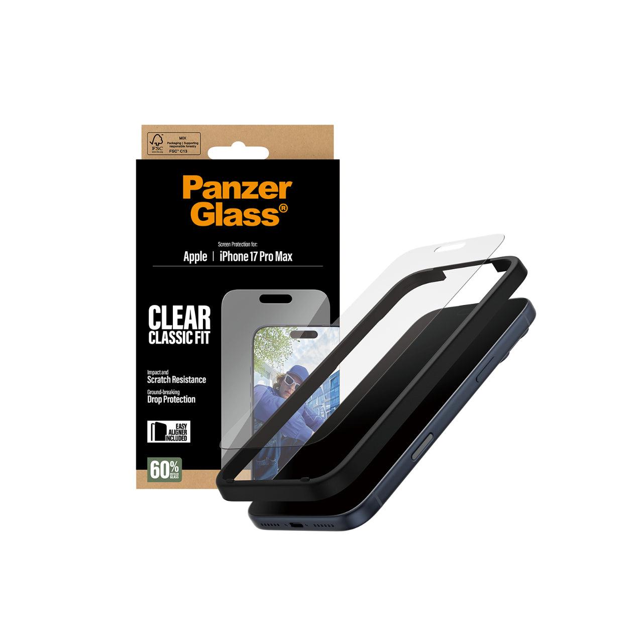 PanzerGlass Classic Fit Screen Protector for iPhone 17 Pro Max