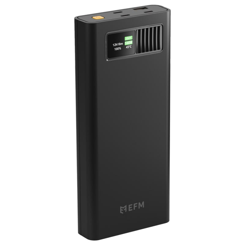 EFM 27,000mAh Laptop Power Bank with Intelligent Digital Display and Power Delivery 3.1 - Black