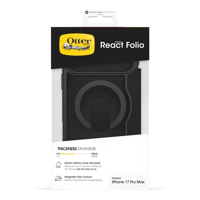 OtterBox React Folio MagSafe Case for iPhone 17 Pro Max- Black Crystal