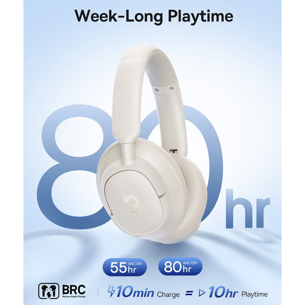 Baseus BH1 NC Noise Cancelling Wireless Headphones - White