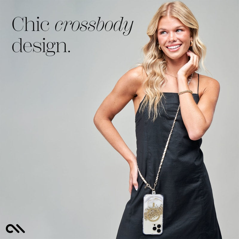 Case-Mate Phone Crossbody Gold Chain and Cream Leather