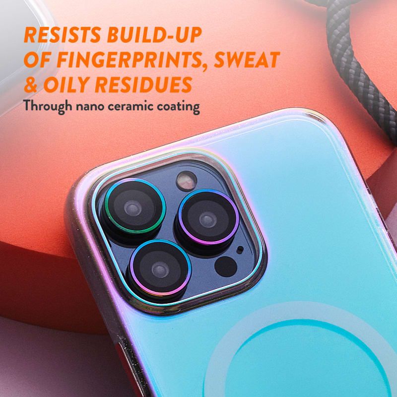 EFM Camera Lens Screen Armour for iPhone 15 Pro/15 Pro Max - 6.1" and 6.7" - Rainbow