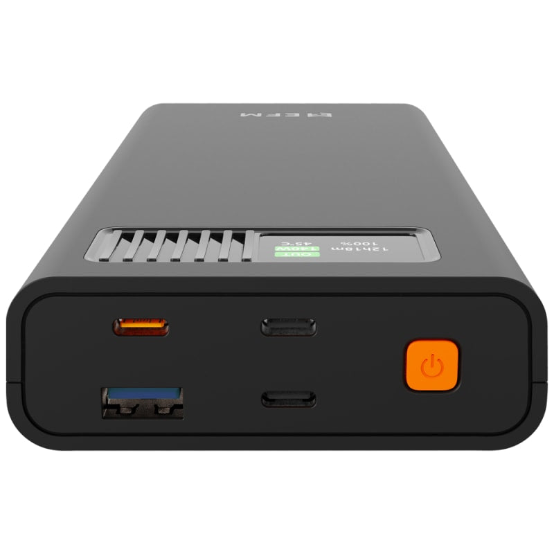 EFM 27,000mAh Laptop Power Bank with Intelligent Digital Display and Power Delivery 3.1 - Black