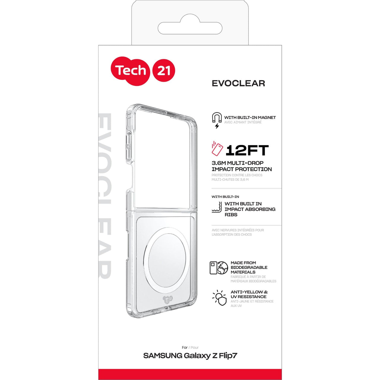 Tech21 EvoClear Magnet Case for Galaxy Z Flip7- Clear