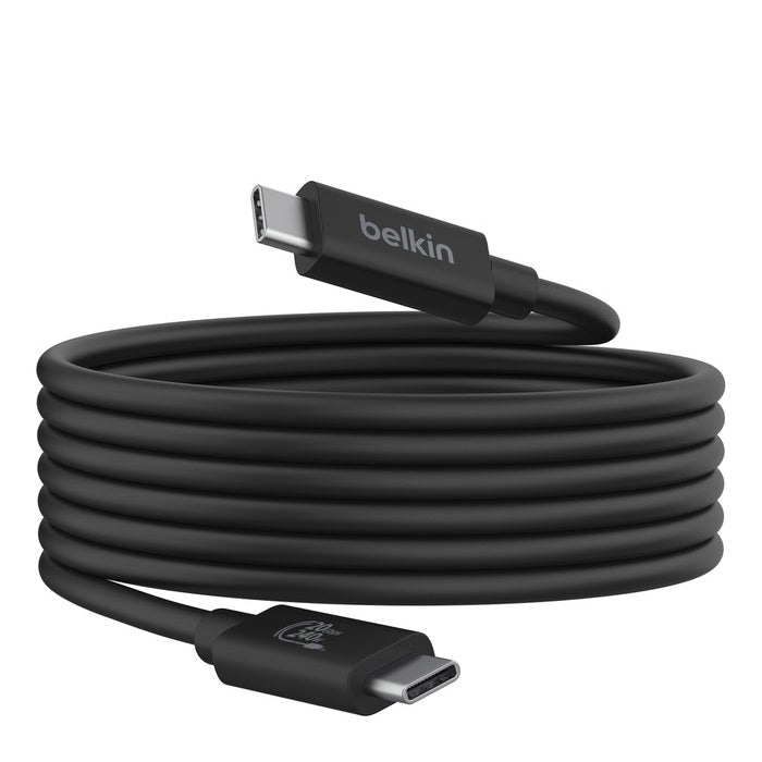 Belkin Connect 5A/240W USB4  USB-C to USB-C Cable 2M, 20Gbps,4K@60Hz, Thunderbolt 4- Black