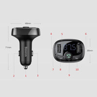 Thumbnail for Baseus Car Bluetooth MP3 FM Transmitter Charger ( Micro SD+ DUAL USB charging) - Black