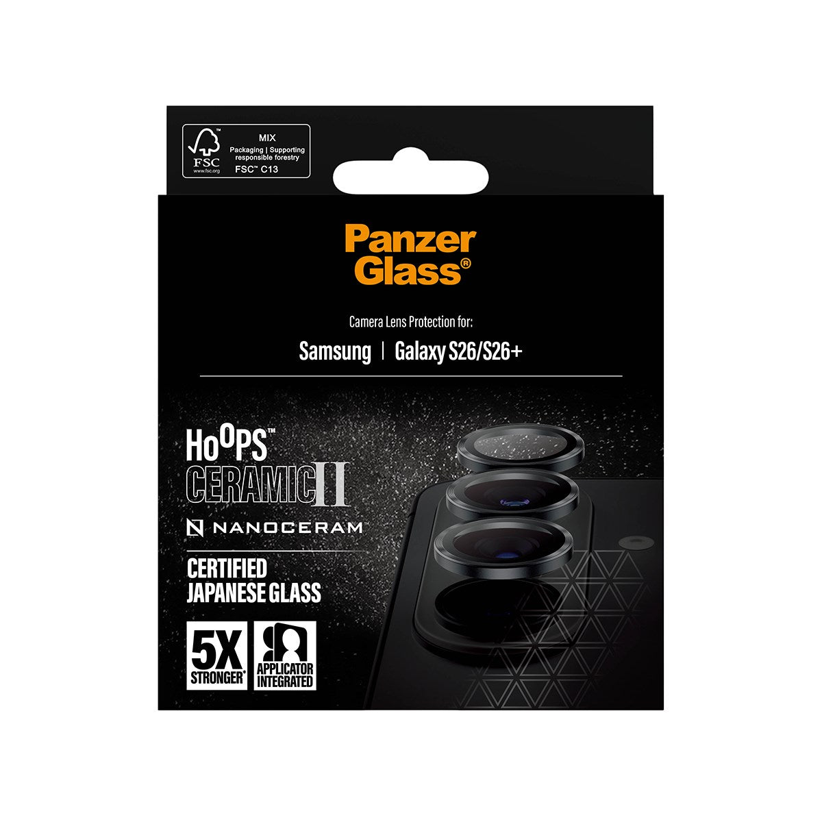 PanzerGlass Hoops Ceramic Lens Protector for Samsung Galaxy S26/Galaxy S26+ - Black