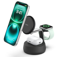 Belkin UltraCharge Pro 3-in-1 Magnetic Charging Dock Qi2 25W with 45W AC charger- Charcoal