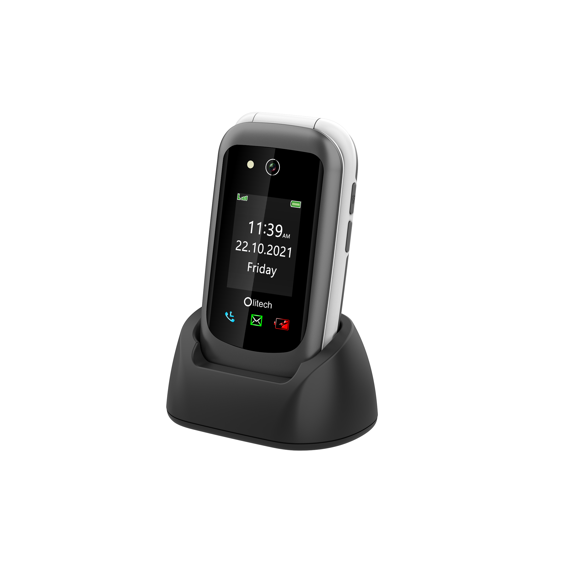 Olitech EasyFlip 2 4G Seniors Phone Big Buttons GPS Location - Black/White