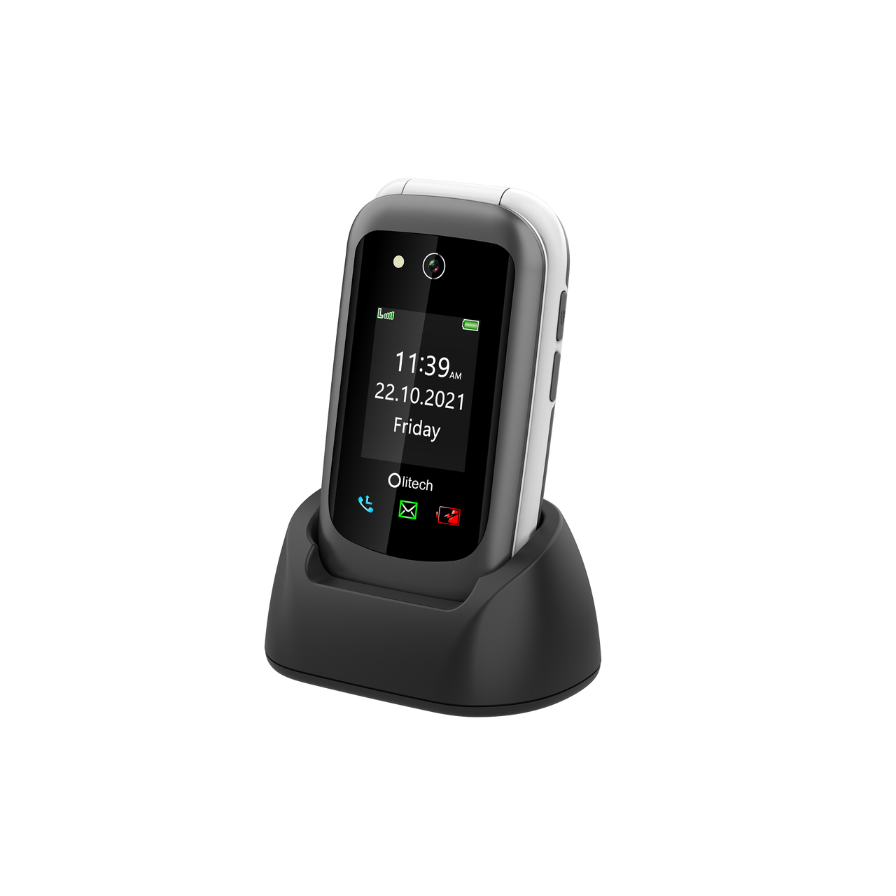 Olitech EasyFlip 2 4G Seniors Phone Big Buttons GPS Location - Black/White