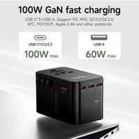 Thumbnail for Hoco Travel Adapter 100W GaN with Fast Charging 4 Port Type-C and USB-A  - Black