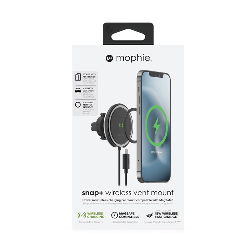 Mophie Snap+ Wireless Vent Mount-15W MagSafe Compatible - Black