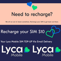 Thumbnail for Recharge for LycaMobile $10/20/30/50 EMAIL/MESSAGE DELIVERY LYCA TOPUP Credit