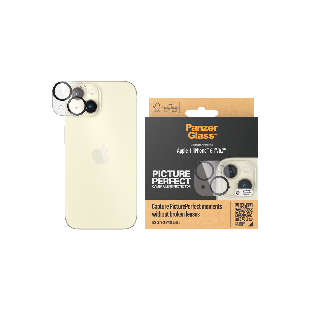 PanzerGlass Picture Perfect Camera Lens Protector for iPhone 15/15 Plus - Clear