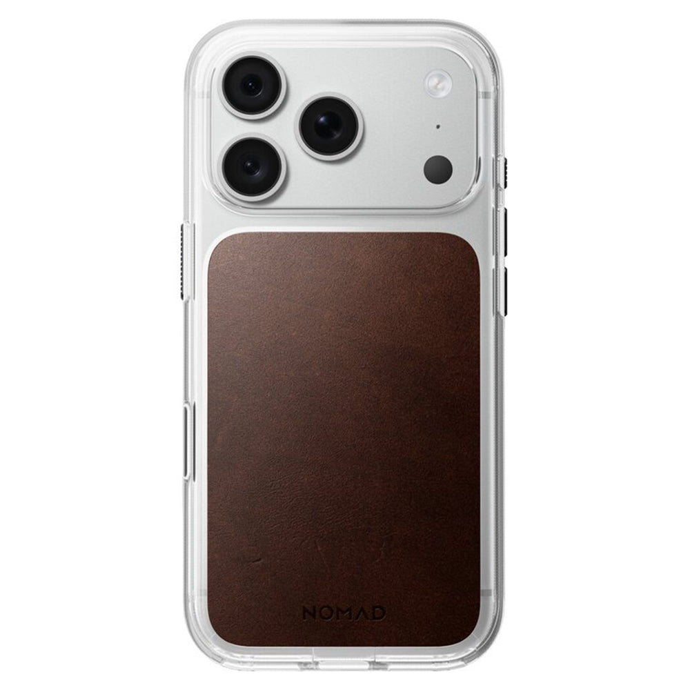 NOMAD Clear Leather case for iPhone 18 Pro - Rustic Brown Horween
