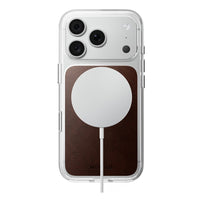 NOMAD Clear Leather case for iPhone 18 Pro - Rustic Brown Horween