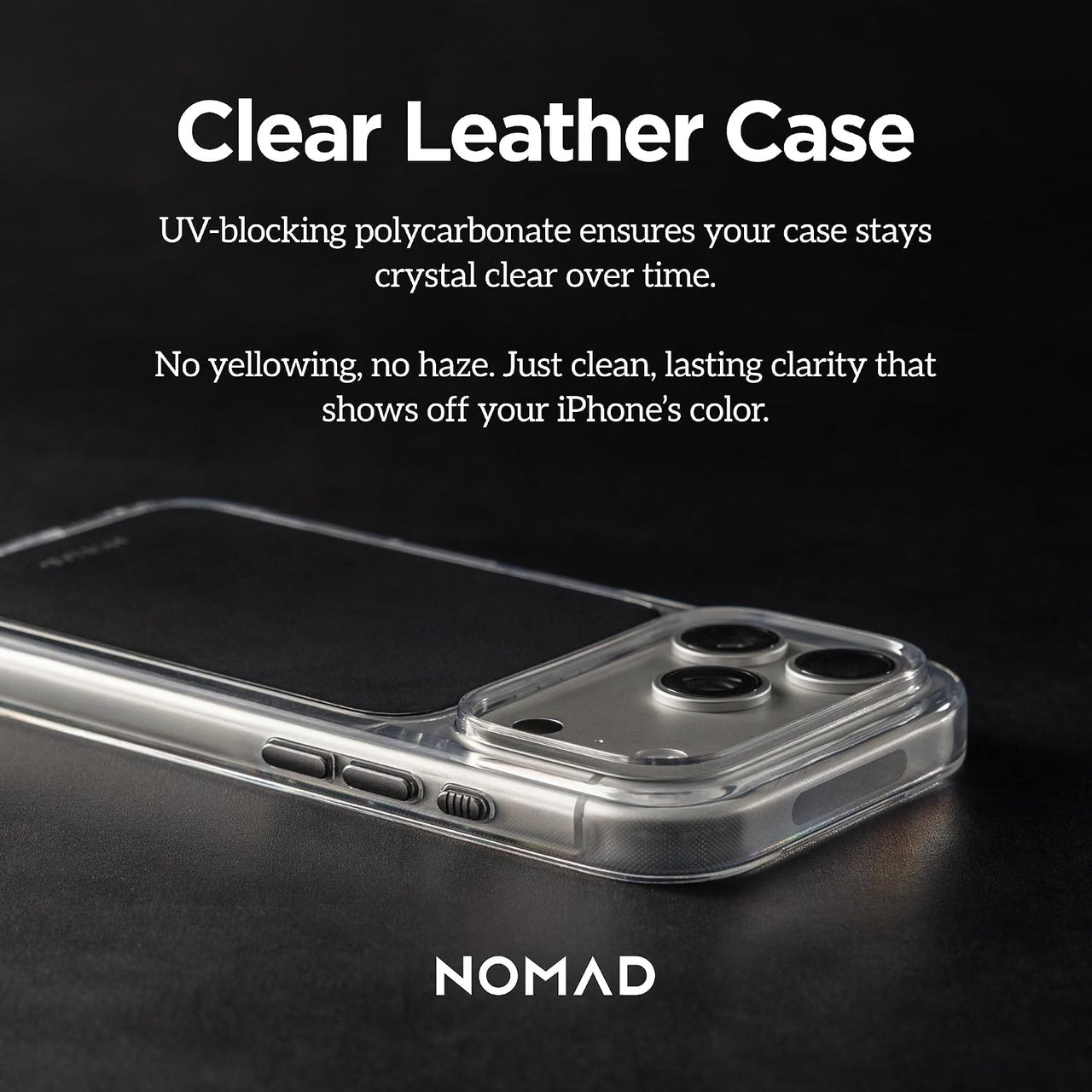 NOMAD Clear Leather Case for iPhone 18 Pro Max - Black Horween