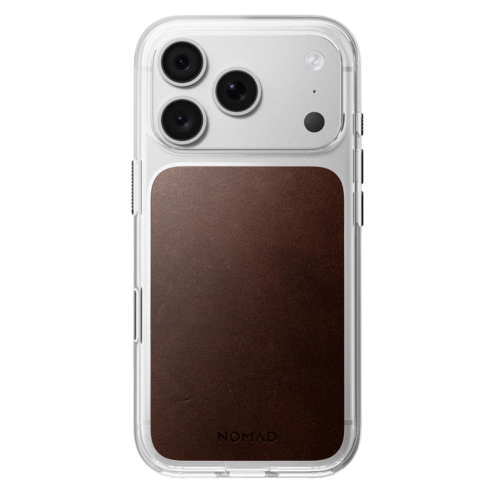 NOMAD Clear Leather Case for iPhone 18 Pro Max -Rustic Brown Horween