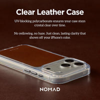 NOMAD Clear Leather Case for iPhone 18 Pro Max -Rustic Brown Horween