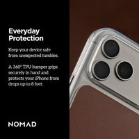 NOMAD Clear Leather Case for iPhone 18 Pro Max -Rustic Brown Horween