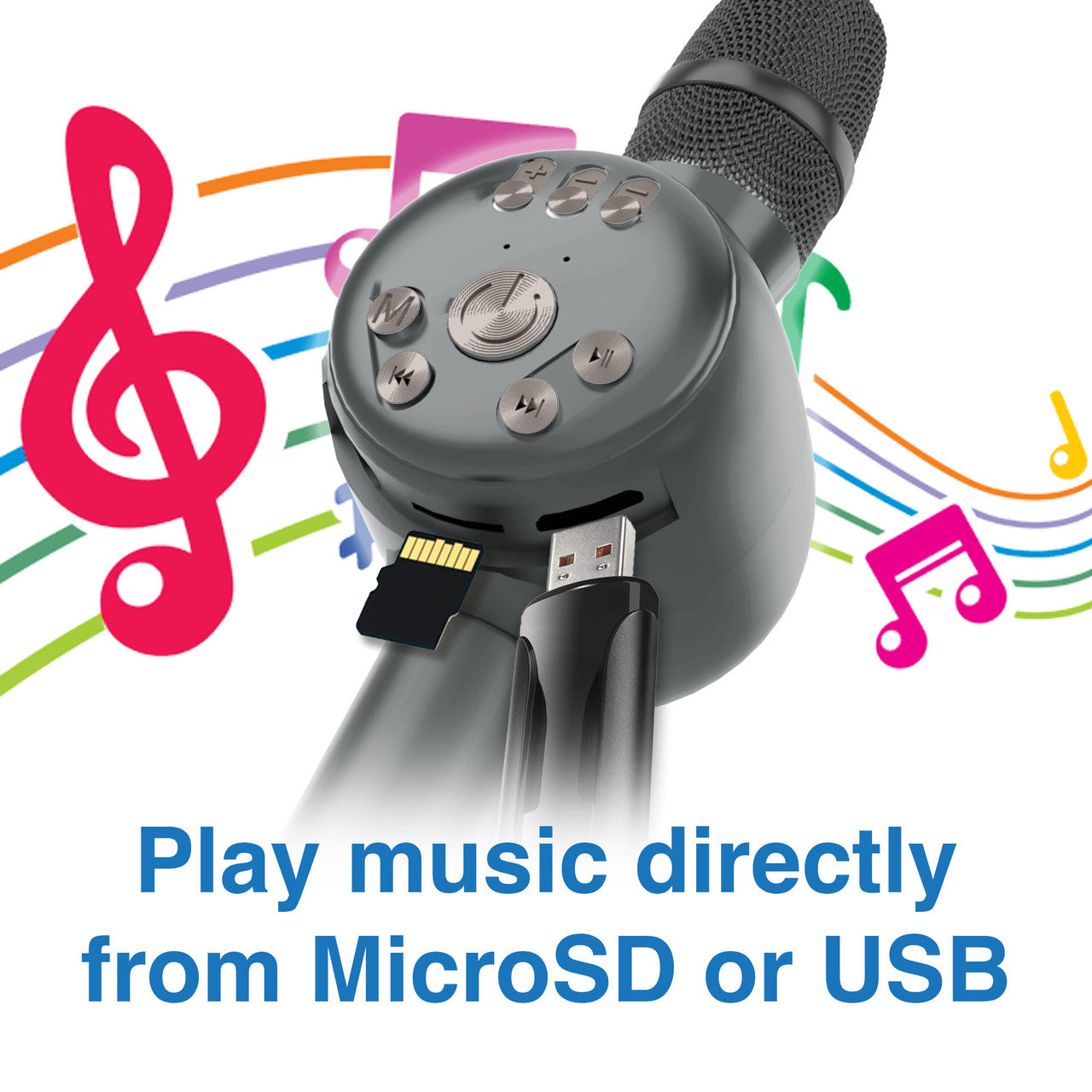 Laser LED Wireless Karaoke Microphone- Silver