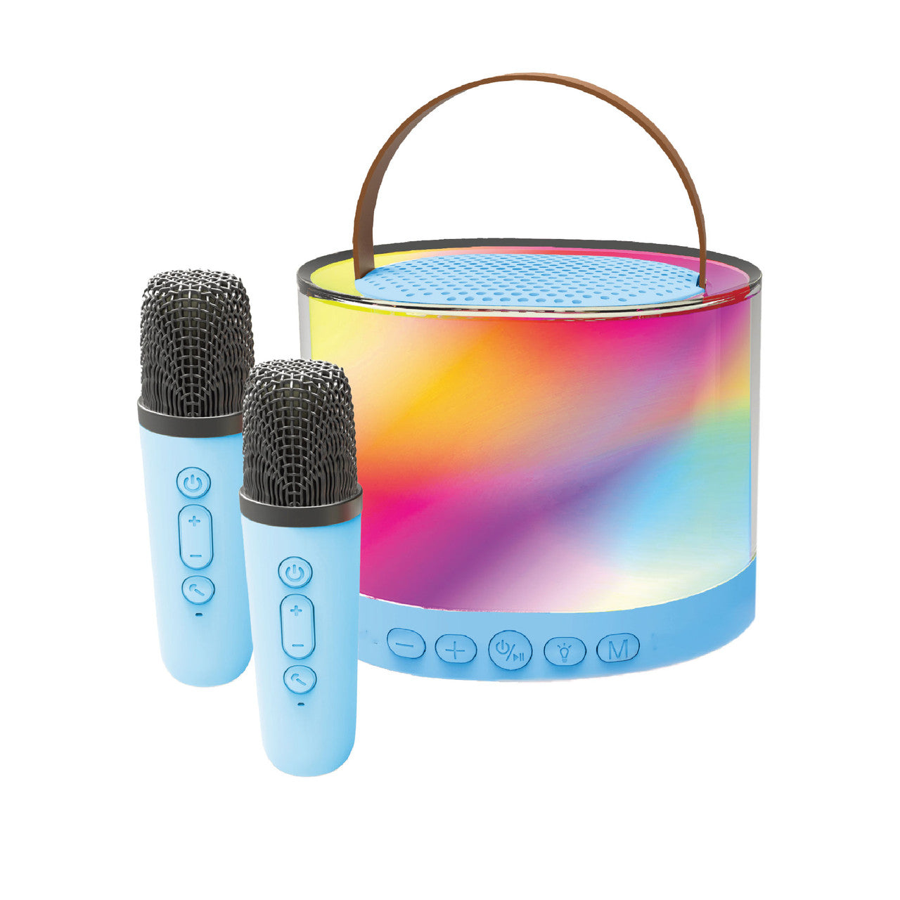 Laser Mini RGB Karaoke Speaker with 2 Wireless Mics - Blue