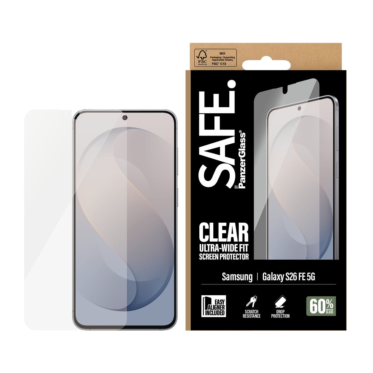PanzerGlass Ultra-Wide Fit Screen Protector for Samsung Galaxy S26 FE - Clear