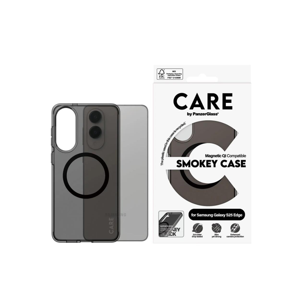PanzerGlass CARE by Urban Combat Case for Samsung Galaxy S25 Edge- Smokey/Black