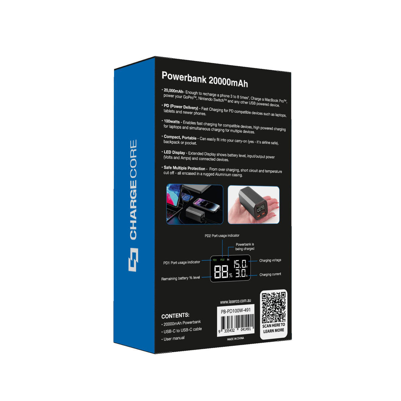 Laser 100W PD 20000mAh Laptop Power Bank