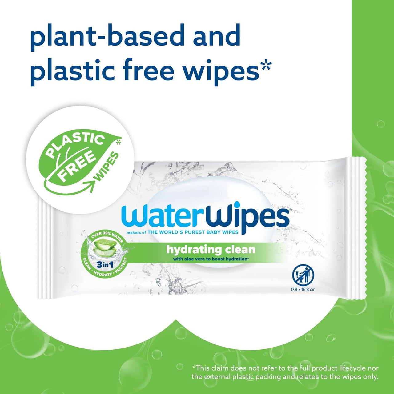 Hydrating Clean, 99% Water Based with Aloe Vera, Clean, Hydrate & Protect Skin, Unscented & Hypoallergenic WaterWipes Bundle
