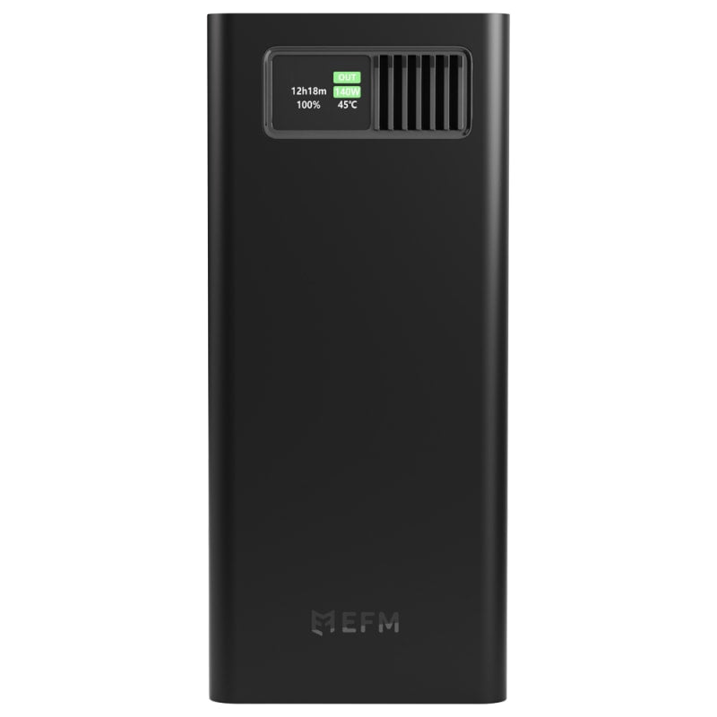 EFM 27,000mAh Laptop Power Bank with Intelligent Digital Display and Power Delivery 3.1 - Black