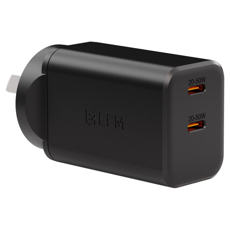 EFM ECO 50W Dual Port Wall Charger with GaN, Power Delivery and PPS - Black