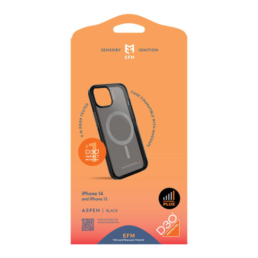 EFM Aspen Case Magsafe Armour with D3O 5G Signal Plus For iPhone 13 (6.1")/iPhone 14 (6.1") - Black