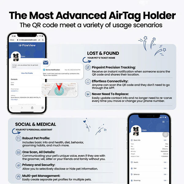 PawView AirTag Silicone Anti-Loss Protective Case