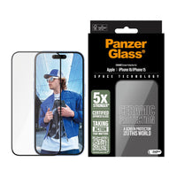 Thumbnail for PanzerGlass Ultra-Wide Fit Ceramic Glass Screen Protector For iPhone 16 /15 - Clear