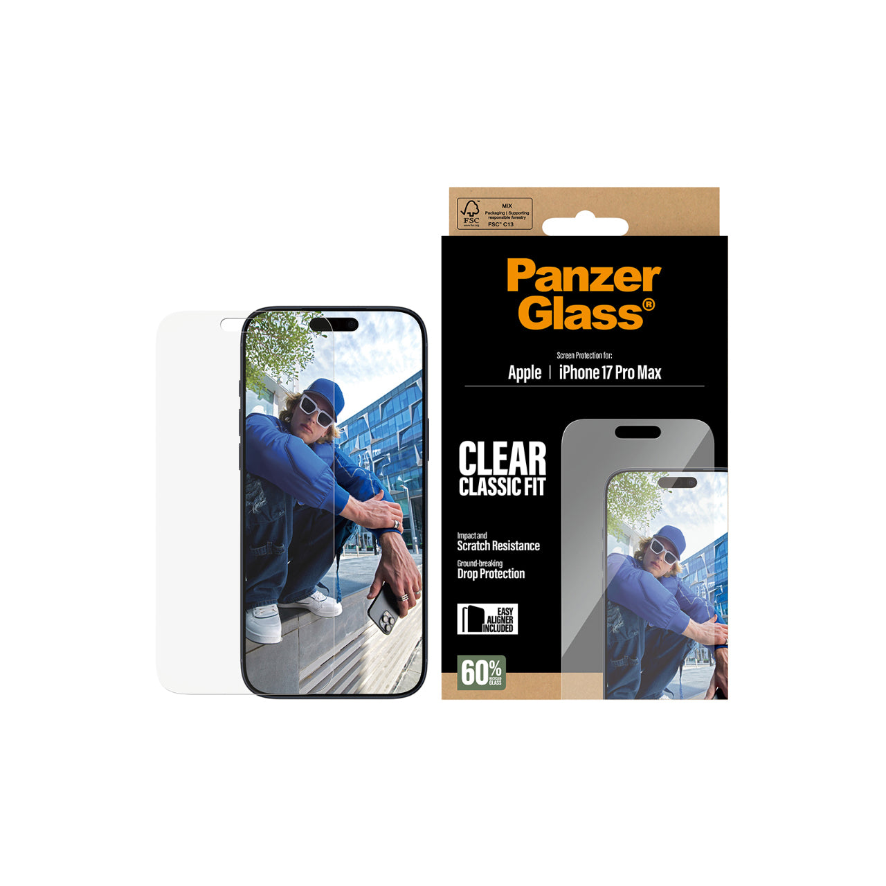 PanzerGlass Classic Fit Screen Protector for iPhone 17 Pro Max