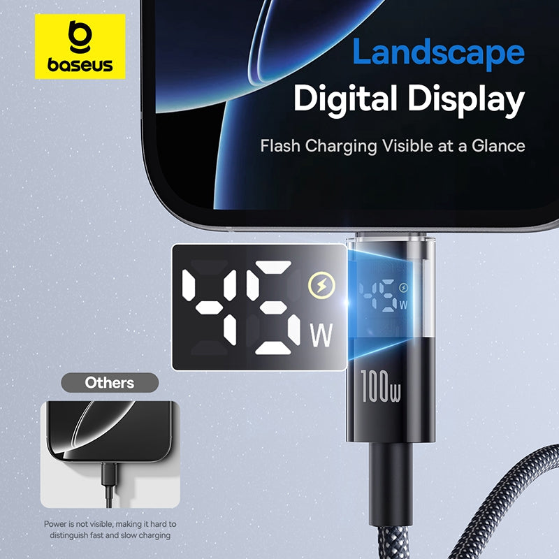 Baseus Display 2 Fast Charging Data Cable USB-C to USB-C 100W 2M-White