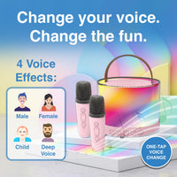 Laser Mini RGB Karaoke Speaker with 2 Wireless Mics - Pink