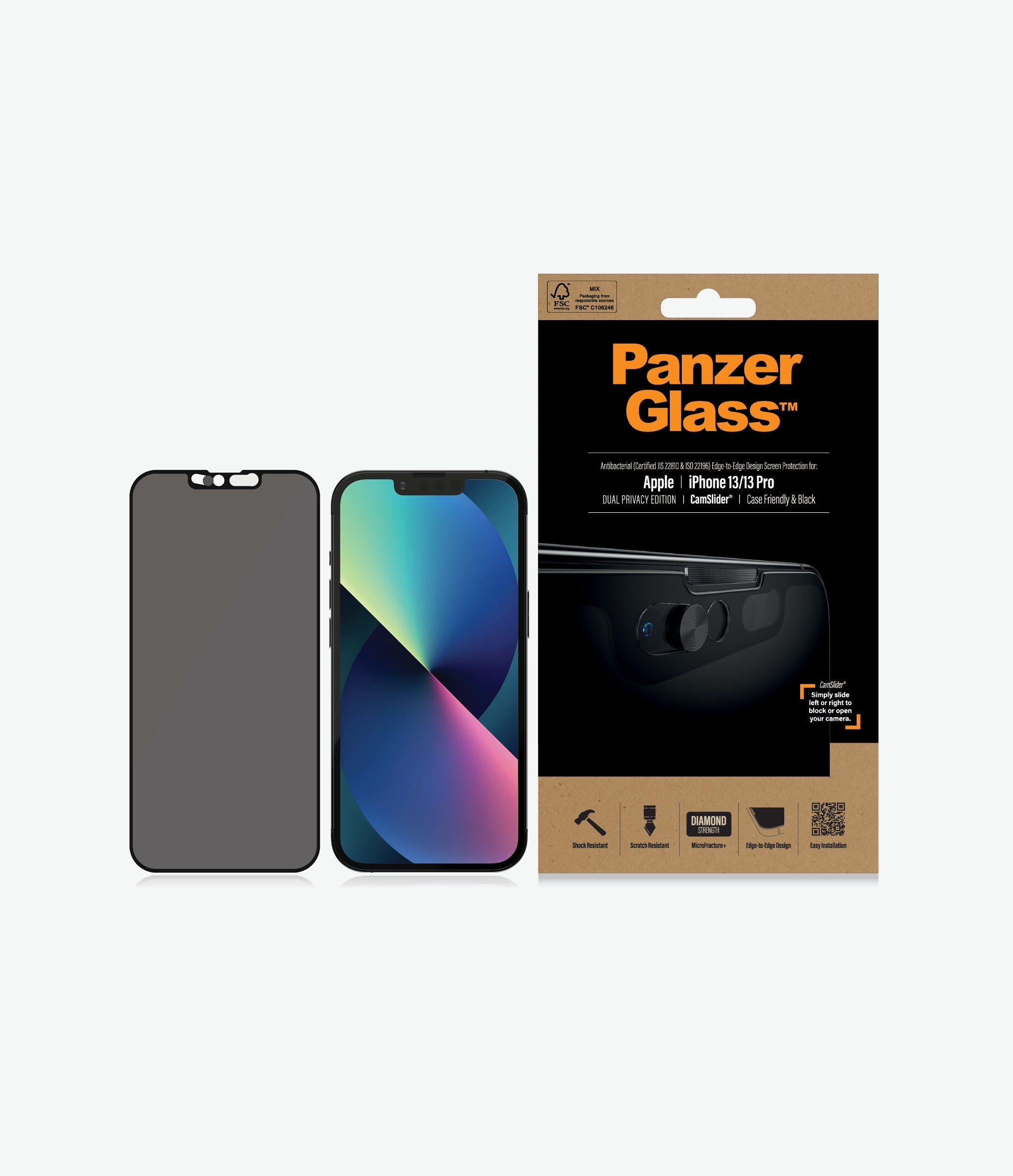 PanzerGlass Dual Privacy Screen Protector for iPhone 13/13 Pro - Crystal Clear