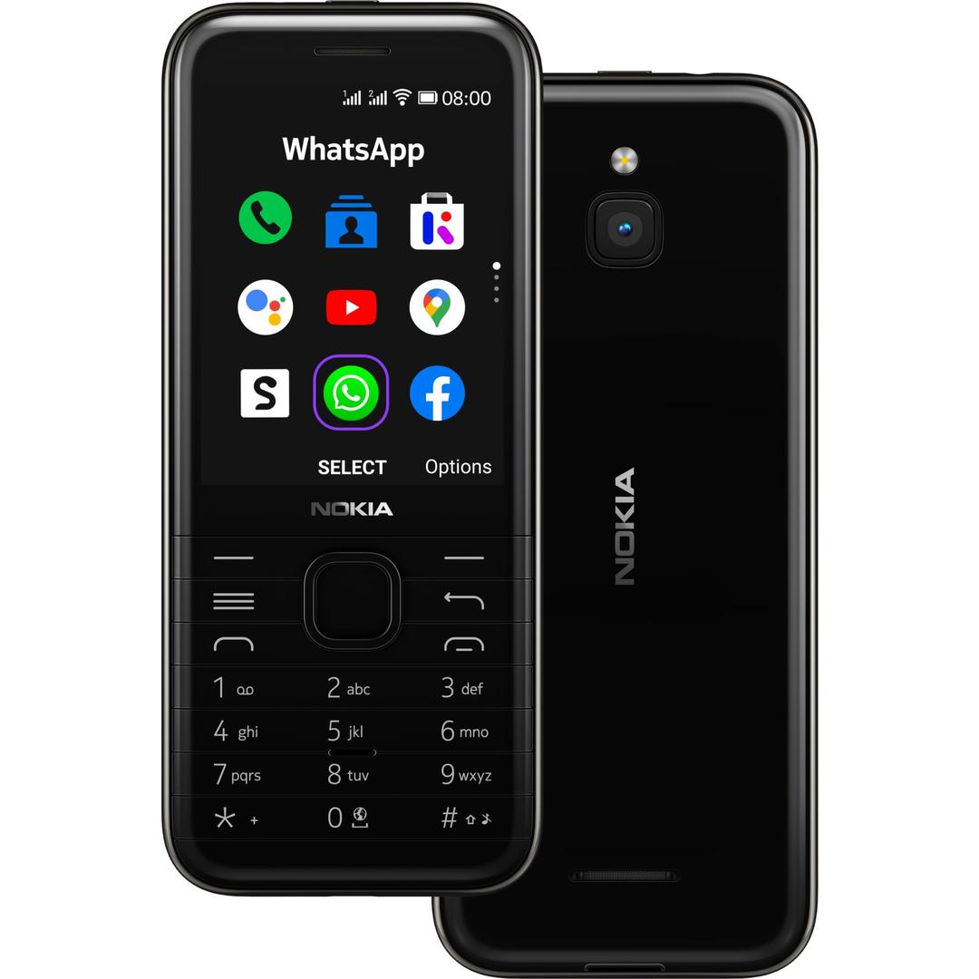 Nokia 8000 (2021, 2.8'', 4GB/512MB, Keypad/ Candybar Phone) - Black