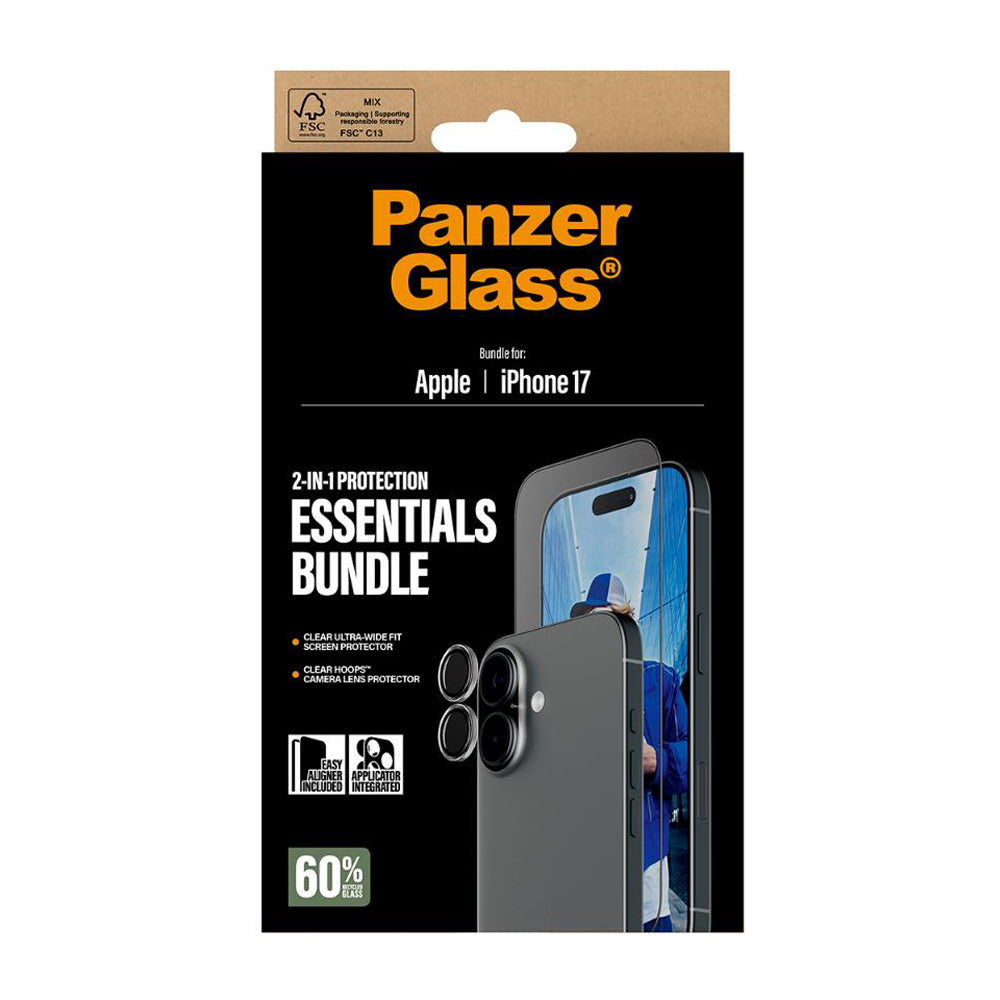 PanzerGlass 2-in-1 Ulte Wide Fit Screen Protector and Hoops®Camera Lens Protector Bundle for iPhone
