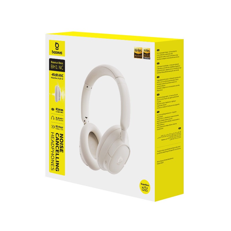 Baseus BH1 NC Noise Cancelling Wireless Headphones - White