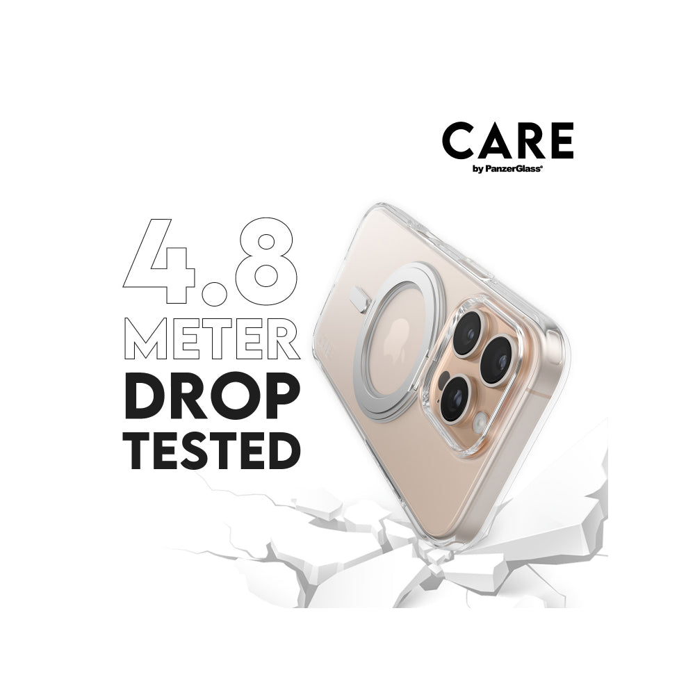 PanzerGlass CARE MagaSafe & KickStand Compatible Case for Apple iPhone 16 Pro - Silver
