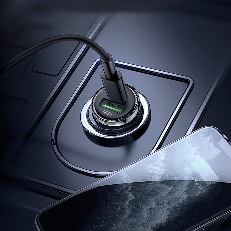 Hoco PD 20W MINI Car Charger with USB-C to Lightning Cable Set |QC3.0| Z44 - Black