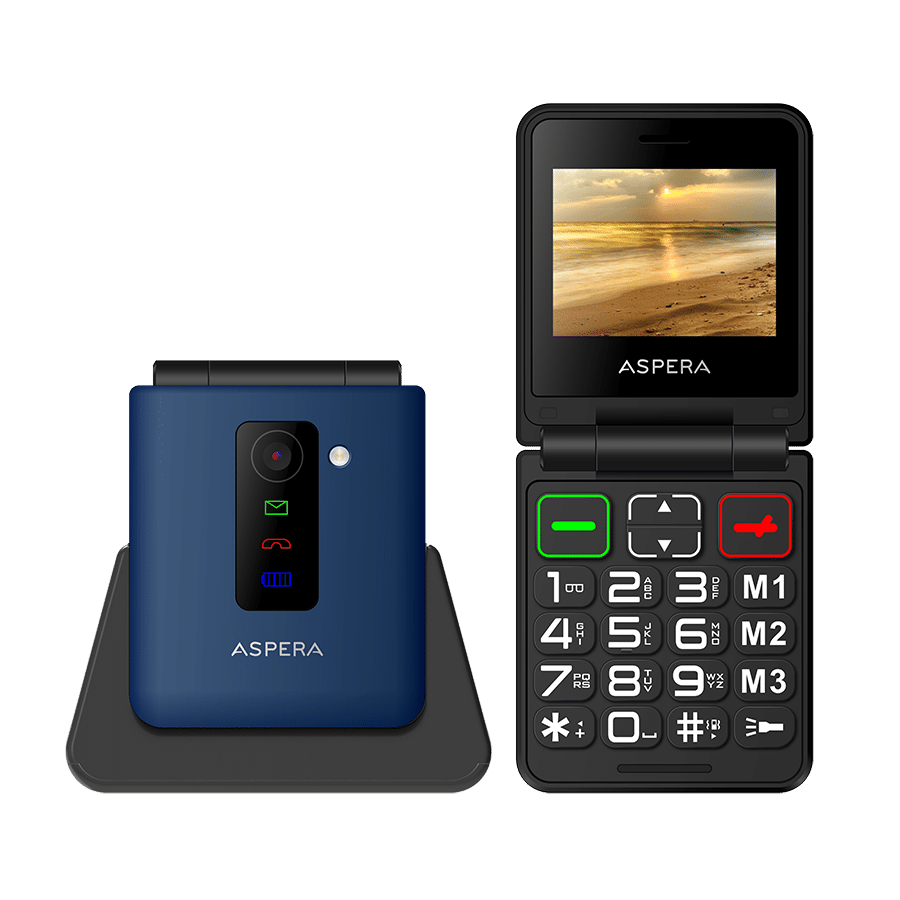 Aspera F50 Seniors 4G BIG button FLIP mobile phone with CRADLE 2024 MODEL - Black-OPEN BOX