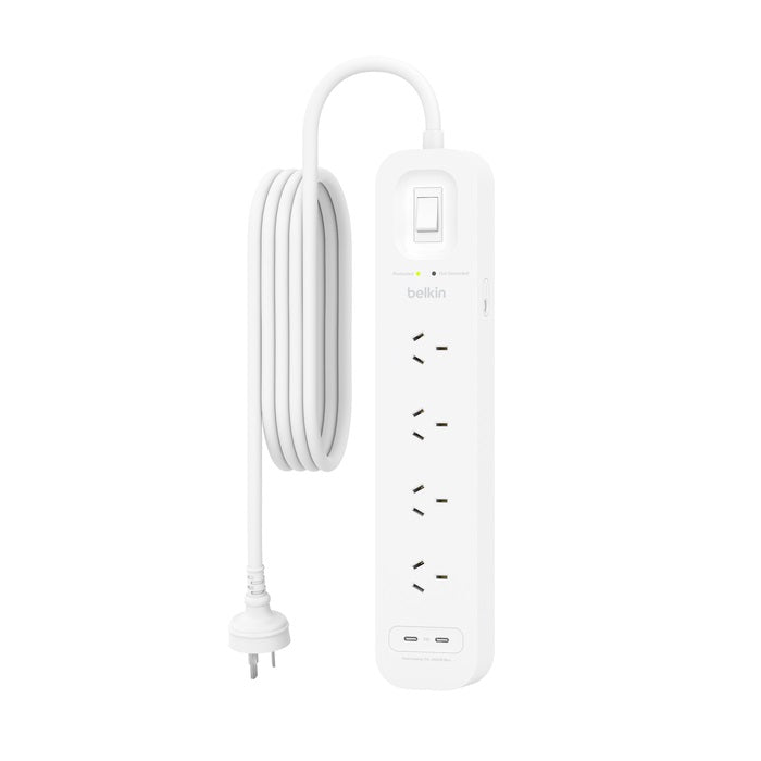 Belkin SurgePro 4Outlet Surge Protector with Dual USB-C 30W -White