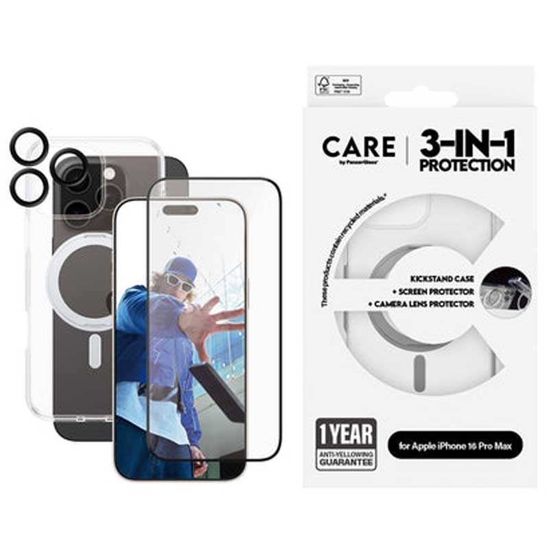 PanzerGlass CARE 3-in-1 Ceramic Bundle for iPhone 16 Pro Max - Clear